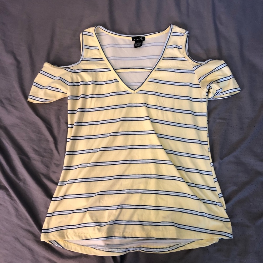 Rue21 Yellow and Blue Striped Shirt
